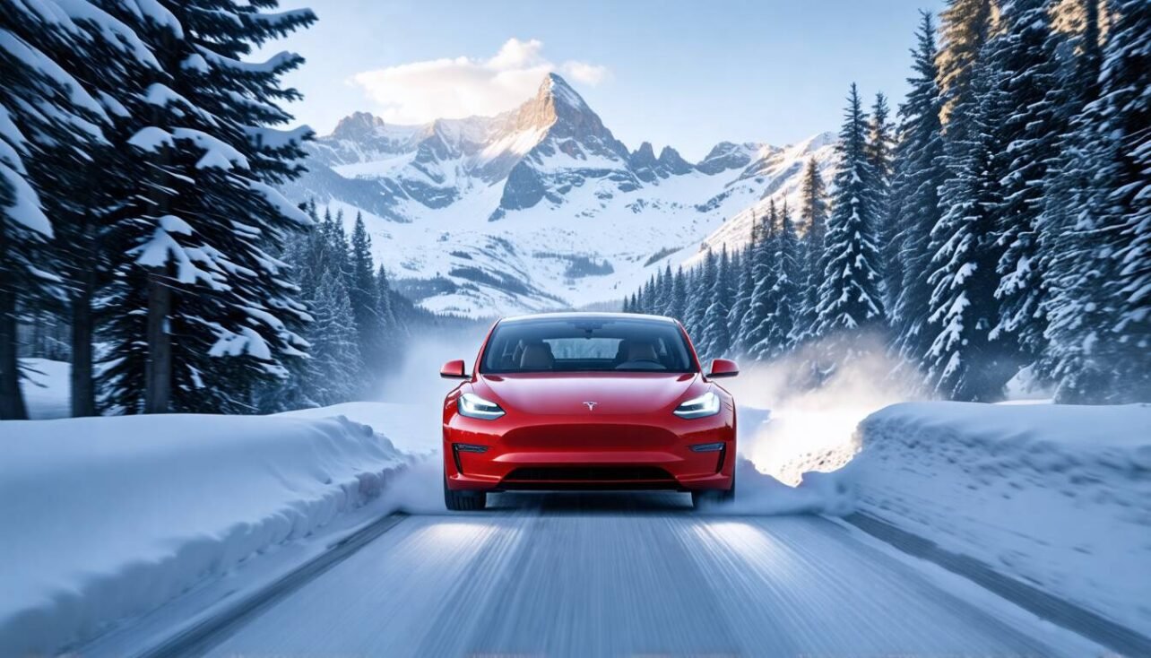 tesla model 3 vinterkörning