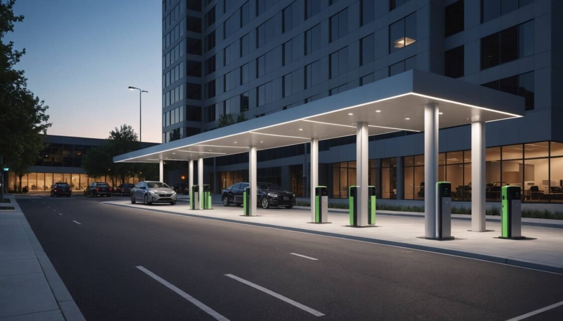 Komplett guide om arbetsplatsladdning för elbilar - fördelar, kostnader, installation och regler. Upptäck hur ditt företag kan implementera laddstationer.