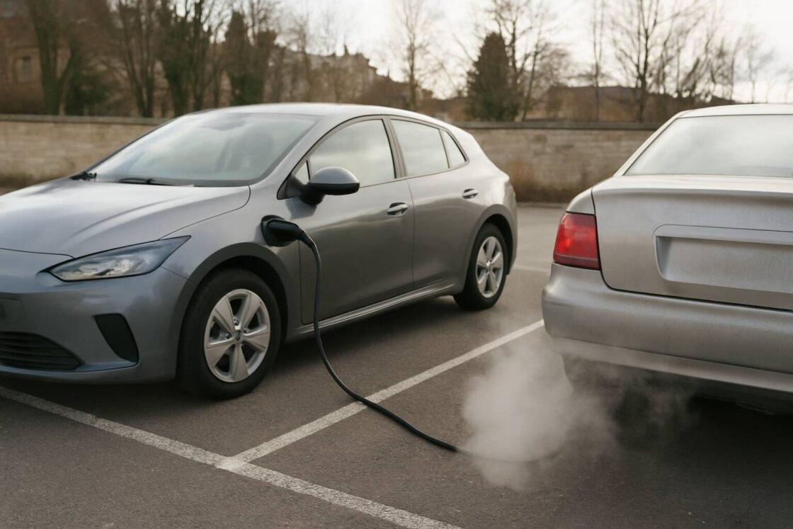 Jämför miljöpåverkan av elbilar och bensinbilar under hela livscykeln. Ny forskning visar att elbilar ger lägre utsläpp, särskilt med förnybar energi.
